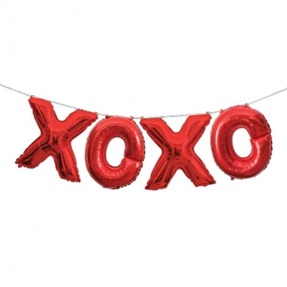 Folinių balionų rinkinys "XOXO", raudonas (35 cm)